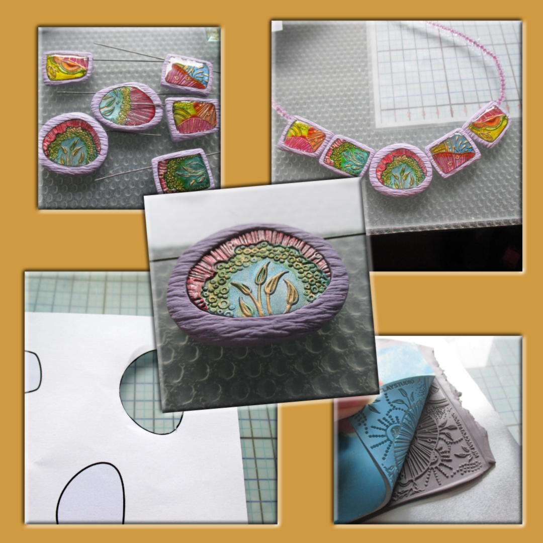 Edles Polymer Clay Collier mit schimmernden Inlays aus Modelliermasse PDF Tutorial mit Filmmaterial – Bild 2