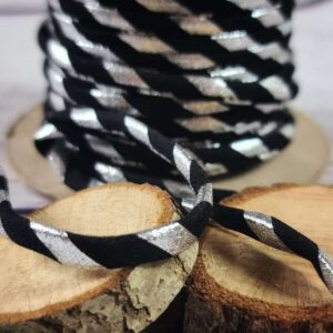 3m Satinkordel | 5mm | silber/schwarz