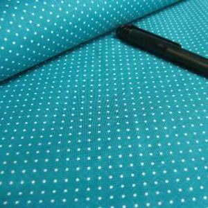 Baumwolle | bedruckt | 1mm Punkte | petrol/weiss